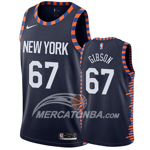 Maglia New York Knicks Knicks Taj Gibson Citta 2019 Blu